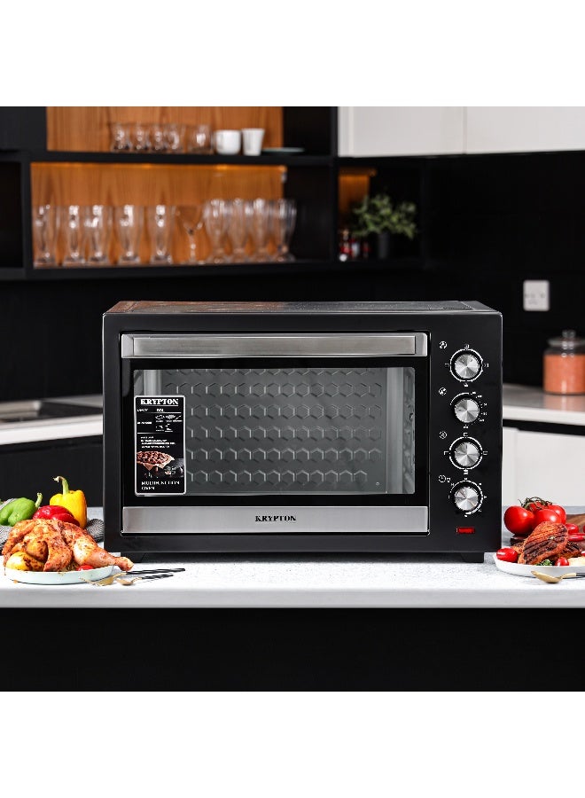 KRYPTON 80 L Electric Oven with Rotisserie and Convection Function | 100 to 250-degree Non Step Temperature Control, 4-Setting Heating Switch perfect for Baking Cakes, Cookies, Bread, etc Heat Resistant Tempered Glass Window | Years Warranty 75 L 2800 W KNO6355 Black - Image 1