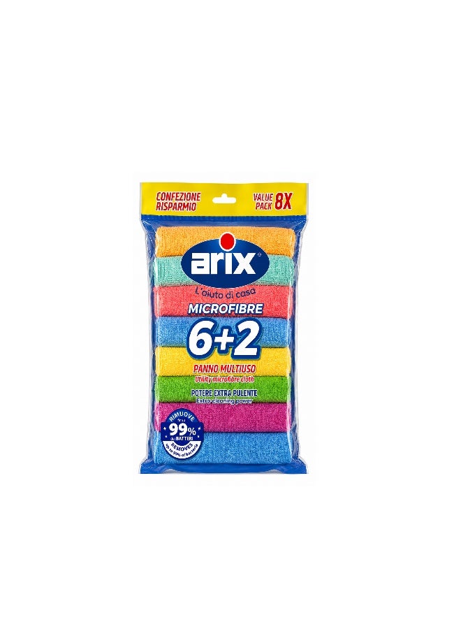 Arix Microfiber Cleaning Cloths 6+2 Value Pack (8-Pieces) – Multi-Surface Reusable Cloths, Streak-Free Cleaning for Kitchen, Glass, Car & Home - Image 2