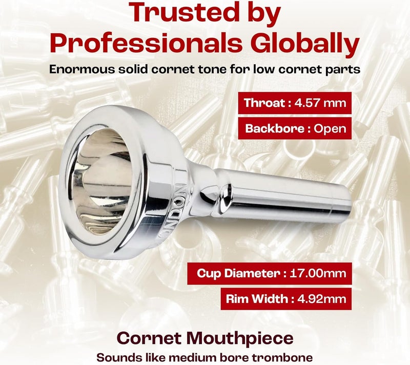Denis Wick Classic Cornet Mouthpiece Silver Plated, 5881-2 Open Backbore for Balanced Airflow and Tone - Cornet Accessories for Effortless Articulation 17.00 x 4.92 x 4.6mm - Image 4
