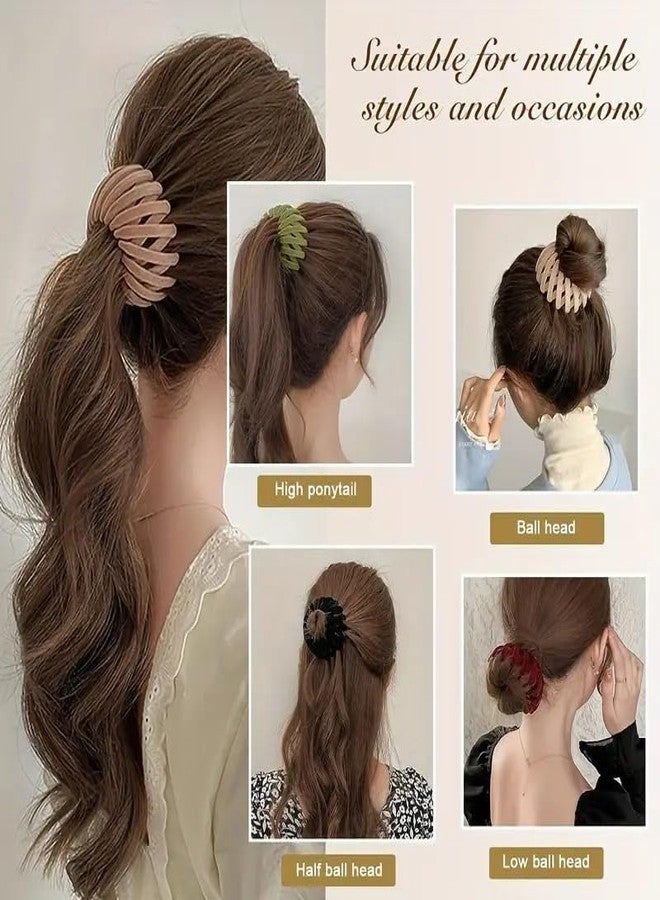 APSAMBR 2pc Velvet Bird Nest Hairpin Expandable Plate Hair Bun Fixed Hairpin Vintage Monochrome Retractable Ponytail Holder Hairpin Hair Accessories - Image 2