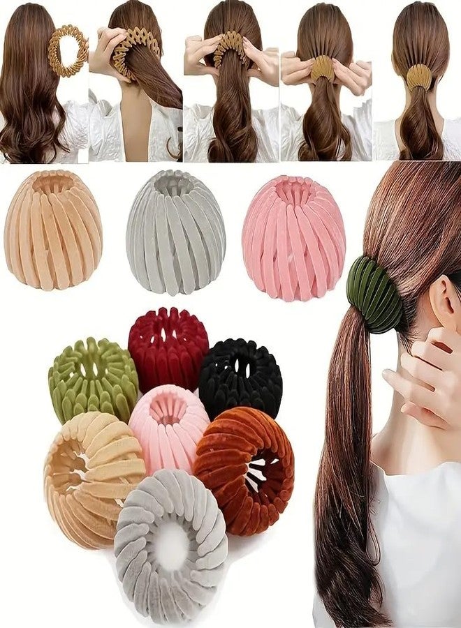 APSAMBR 2pc Velvet Bird Nest Hairpin Expandable Plate Hair Bun Fixed Hairpin Vintage Monochrome Retractable Ponytail Holder Hairpin Hair Accessories - Image 5