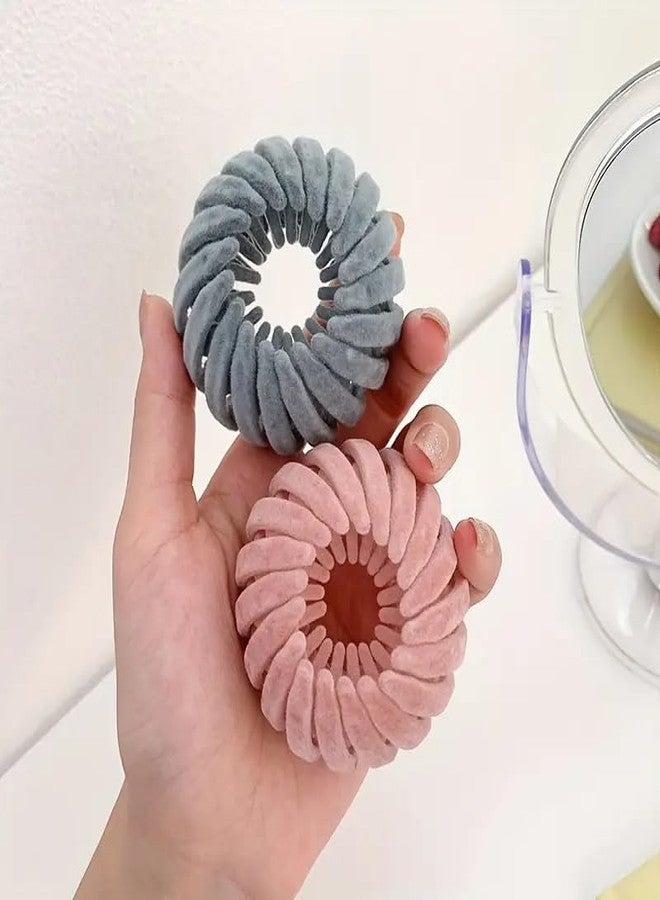 APSAMBR 2pc Velvet Bird Nest Hairpin Expandable Plate Hair Bun Fixed Hairpin Vintage Monochrome Retractable Ponytail Holder Hairpin Hair Accessories - Image 1