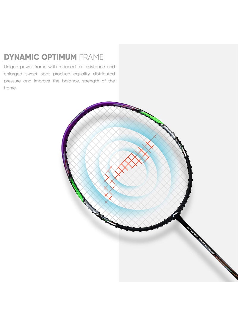 G - Force 3800 Superlite Carbon Fibre Strung Badminton Racket with Full Racket Cover | For Intermediate Players | 79 grams | Maximum String Tension - 32lbs