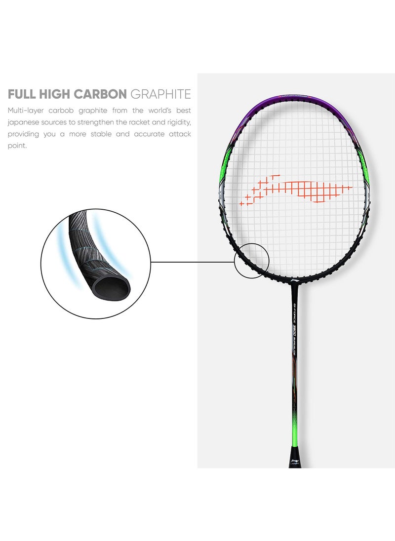 G - Force 3800 Superlite Carbon Fibre Strung Badminton Racket with Full Racket Cover | For Intermediate Players | 79 grams | Maximum String Tension - 32lbs