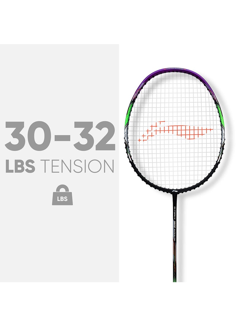 G - Force 3800 Superlite Carbon Fibre Strung Badminton Racket with Full Racket Cover | For Intermediate Players | 79 grams | Maximum String Tension - 32lbs