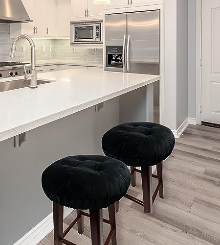 Augld 2 Pack Bar Stool Cushions with Elastic Band Stool Cover 13 Inch Black - Image 3