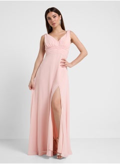 V-Neck Evening Dress With Slit