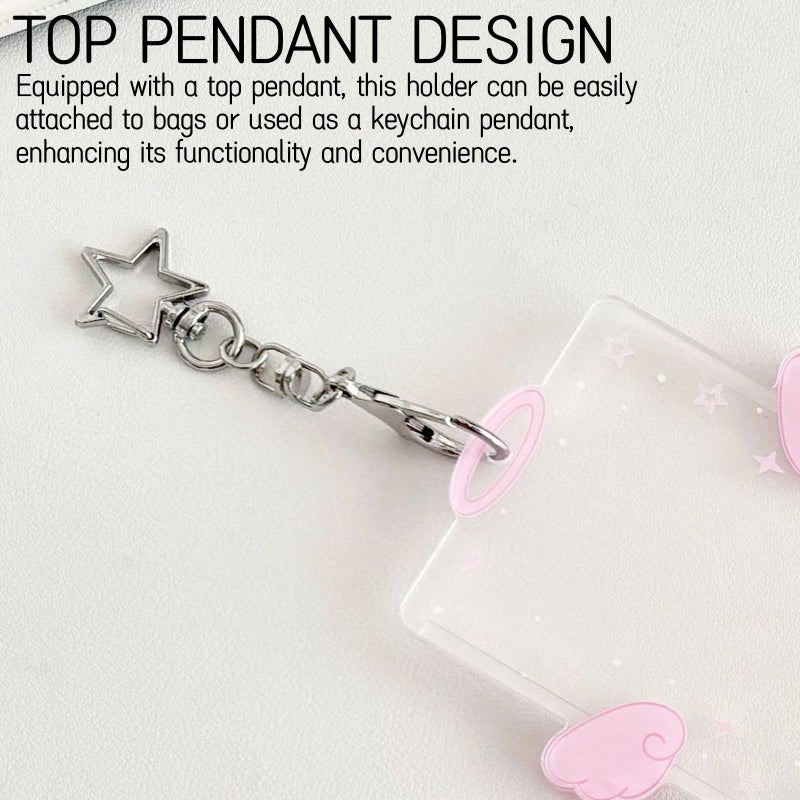 Roioiow 2-Piece Wing-Shaped Photocard Holder | Clear Acrylic ID Badge Display with Keychain Pendant Design | Versatile for Student, Credit, and Bus Cards | Ideal Gift for Fans - Image 5