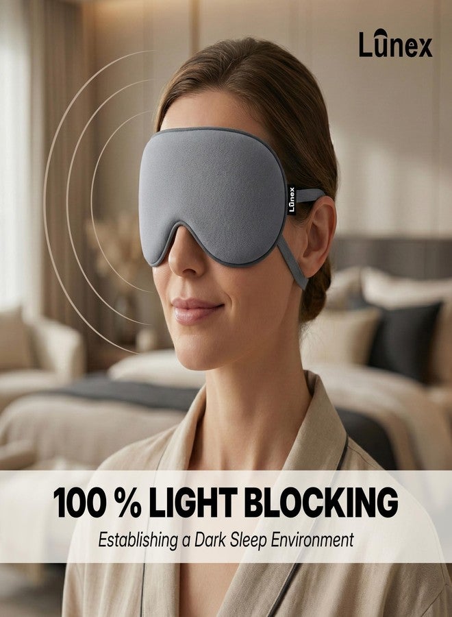Lunex Premium Grey Sleep Mask for Men & Women | Ultra-Soft Eye Cover for Deep Sleep | Adjustable Strap & Light Blocking (Pack of 1) - Image 3