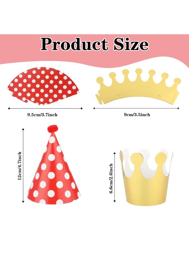 Beauenty 11PCS Kids Birthday Party Cone Hats, Pom Poms, Lovely Cake Cone Birthday Paper Hats, Lovely Crown for Children (Multicolor) - Image 2