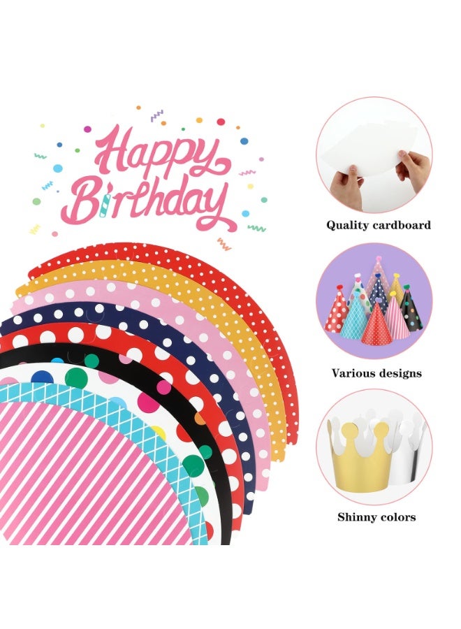 Beauenty 11PCS Kids Birthday Party Cone Hats, Pom Poms, Lovely Cake Cone Birthday Paper Hats, Lovely Crown for Children (Multicolor) - Image 3