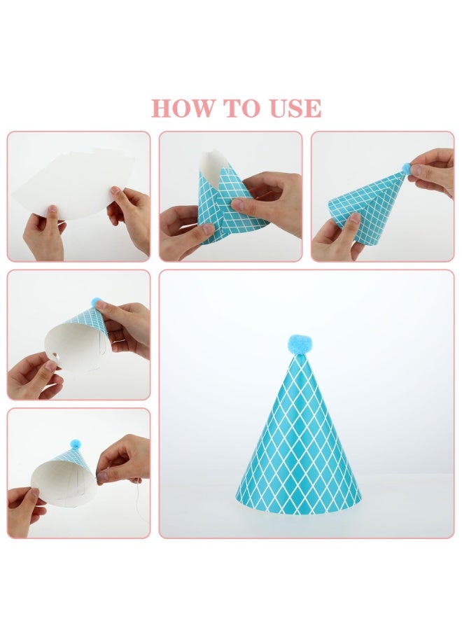 Beauenty 11PCS Kids Birthday Party Cone Hats, Pom Poms, Lovely Cake Cone Birthday Paper Hats, Lovely Crown for Children (Multicolor) - Image 4