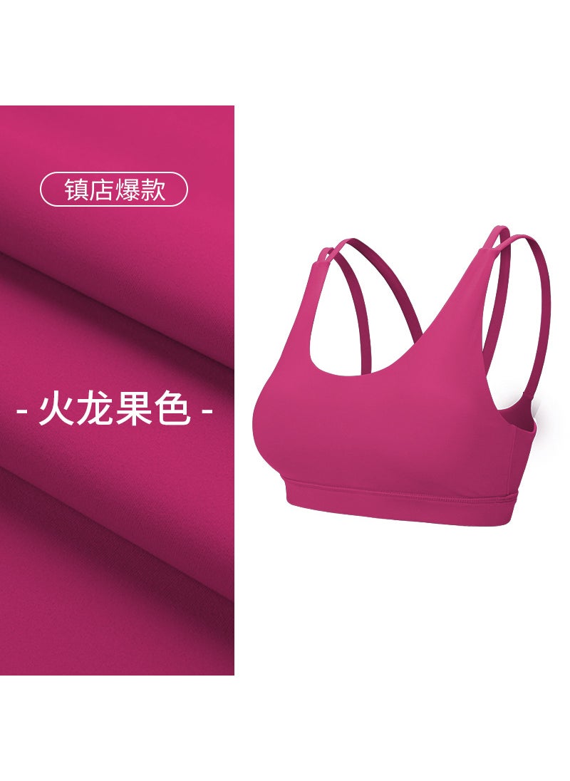 Generic - Dry-Fit Short Sports Bra Top Yoga Vest Removable Chest Pad Fitness Running Exercise Womens Tight Body Shaping Daily Wear Pitaya - Image 1