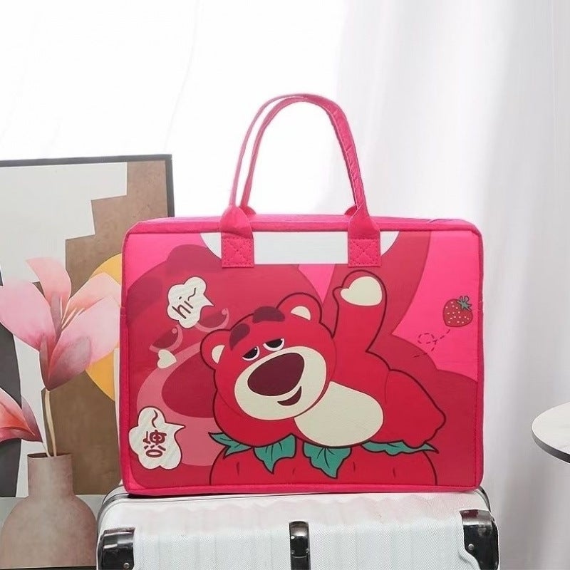 Felt Storage Cartoon Travel Bag Large Capacity Essential Storage Bag for Going Out Luggage Bag Trolley Case Can Be Used as a Suitcase Leisurely strawberry bear