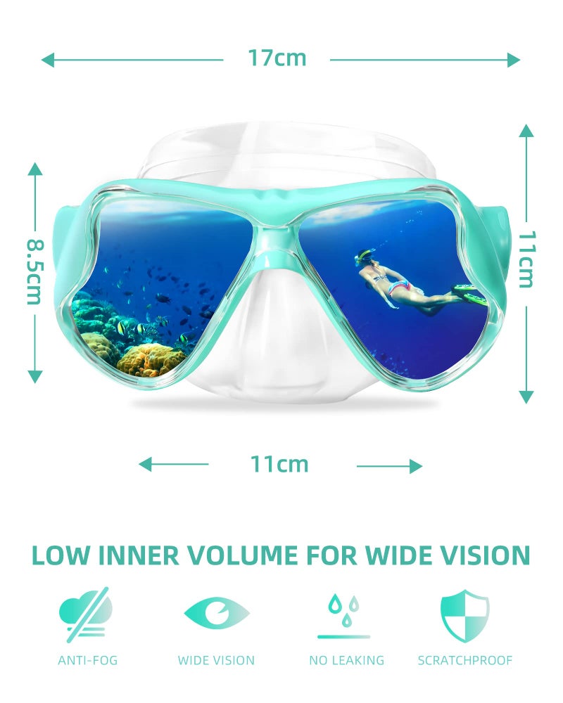 Keary Goggles Swimming Adult Mask Swim Goggles for Men Women Teens Adult Youth 180° Wide View Soft Silicone Skirt Clear No Leak Anti-Fog Swim Goggles with Nose Cover Pool Underwater Water Mask Glasses - Image 2