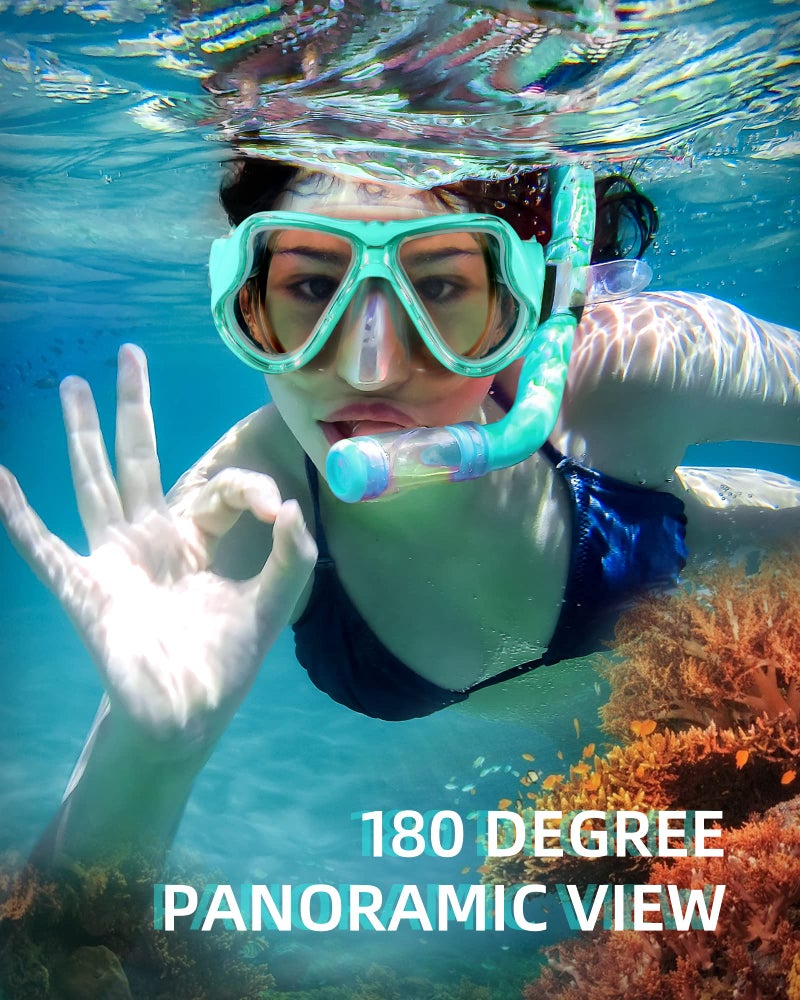 Keary Goggles Swimming Adult Mask Swim Goggles for Men Women Teens Adult Youth 180° Wide View Soft Silicone Skirt Clear No Leak Anti-Fog Swim Goggles with Nose Cover Pool Underwater Water Mask Glasses - Image 3