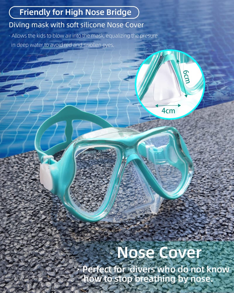 Keary Goggles Swimming Adult Mask Swim Goggles for Men Women Teens Adult Youth 180° Wide View Soft Silicone Skirt Clear No Leak Anti-Fog Swim Goggles with Nose Cover Pool Underwater Water Mask Glasses - Image 5