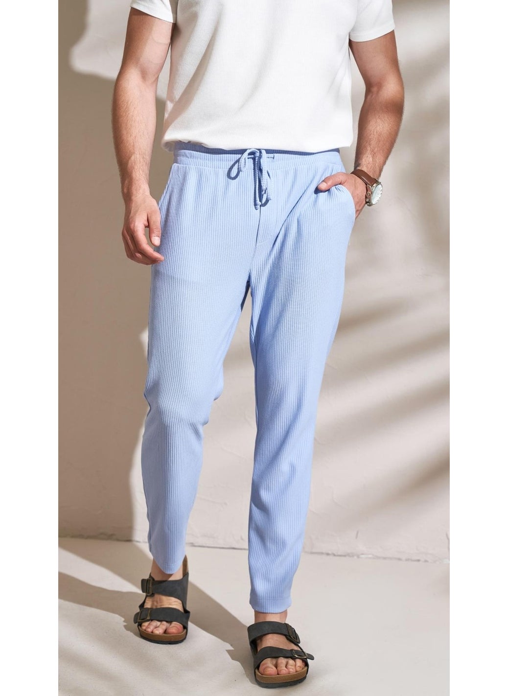 Tena Men's Blue Ottoman Fabric Trousers  - Image 2
