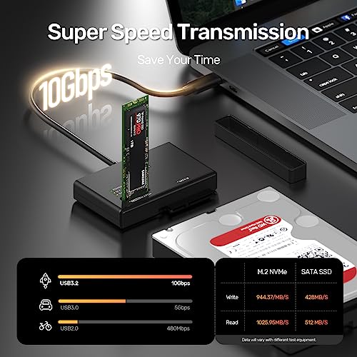Alxum M2 NVMe SSD Enclosure Adapter USBC 10Gbps PCIe M2 to SATA Adapter SSD Reader for All M2 Sizes and 2535 SATA Drives Portable Black - Image 3