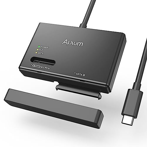 Alxum M2 NVMe SSD Enclosure Adapter USBC 10Gbps PCIe M2 to SATA Adapter SSD Reader for All M2 Sizes and 2535 SATA Drives Portable Black - Image 1