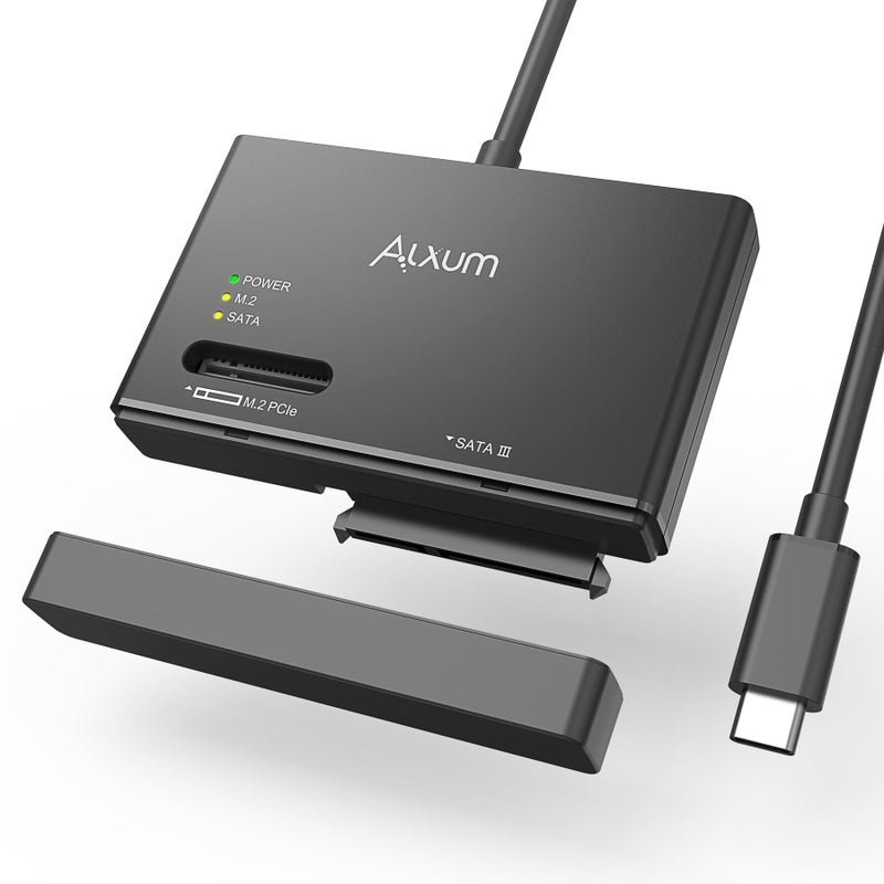 Alxum M2 NVMe SSD Enclosure Adapter USBC 10Gbps PCIe M2 to SATA Adapter SSD Reader for All M2 Sizes and 2535 SATA Drives Portable Black - Image 2