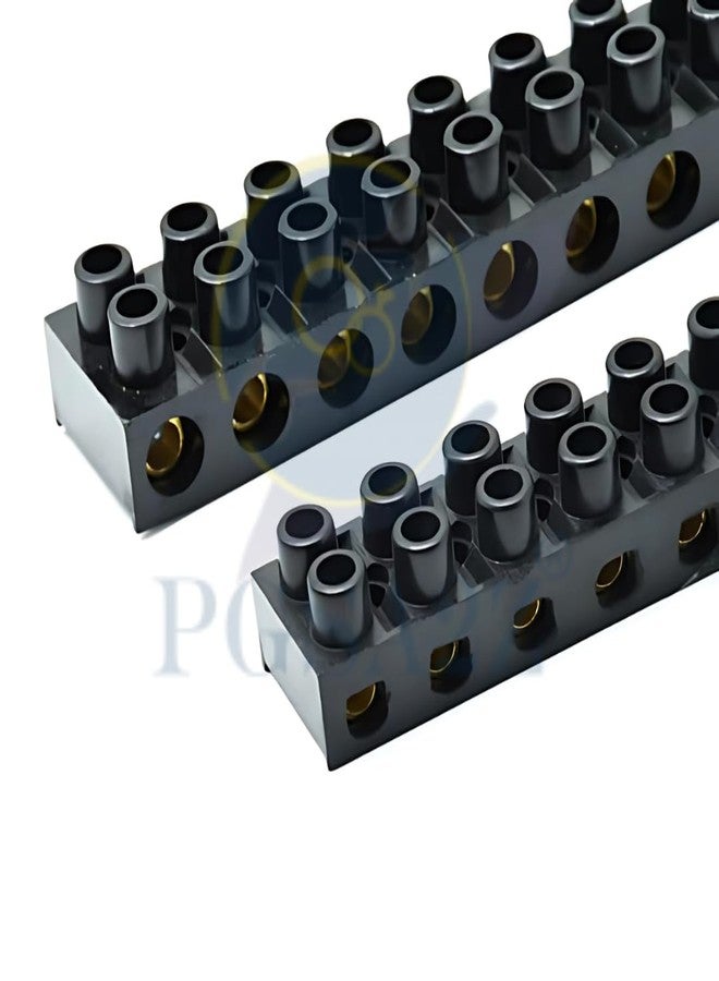 PGSA2Z® 12-Way Bakelite Terminal Strip Connector Block – Heavy Duty Screw Type Wire Connector, Electrical Insulation Strip for Control Panels, DIY & Industrial Use (Pack of 2, Black) - Image 3