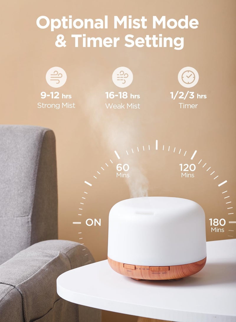 SYOSI 500ml Essential Oil Diffuser with Remote Control, Ultrasonic Aromatherapy Diffusers Scent Humidifier Vaporizer Auto-Off Timer for Large Room Home - Image 3