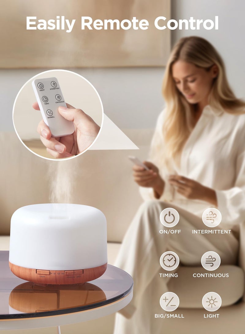 SYOSI 500ml Essential Oil Diffuser with Remote Control, Ultrasonic Aromatherapy Diffusers Scent Humidifier Vaporizer Auto-Off Timer for Large Room Home - Image 4