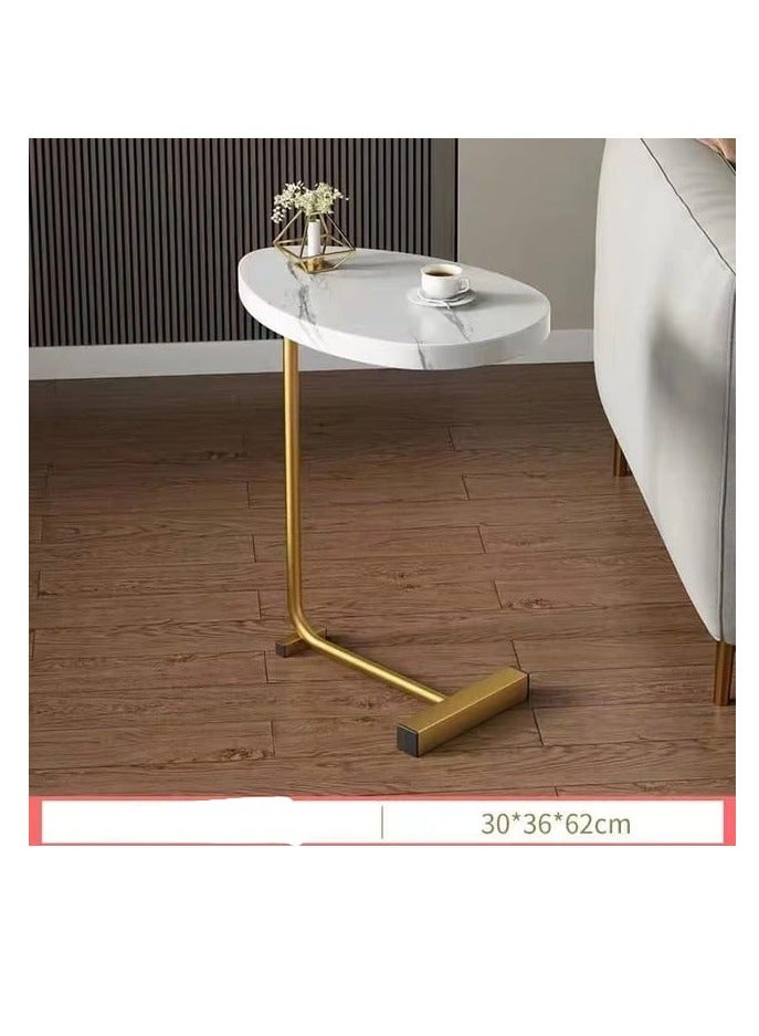 Simple Modern Side Table Sofa Corner Table Bedside Reading Oval Coffee Table Tea gold colour stand  Solid Wood Counter Top Living room furniture - Image 1