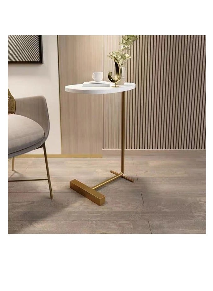 Simple Modern Side Table Sofa Corner Table Bedside Reading Oval Coffee Table Tea gold colour stand  Solid Wood Counter Top Living room furniture - Image 2