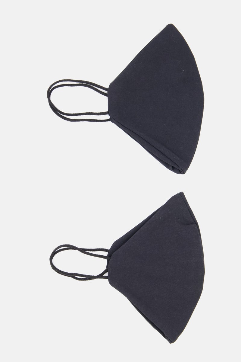 NEW LOOK Women  2 Pcs Plain Face Mask, Black