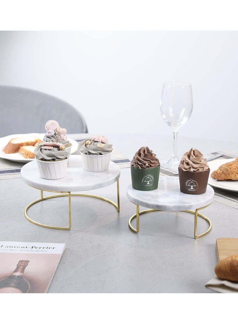 1Chase Round Marble Tray Stand Set Of 2 Pcs White - Image 4