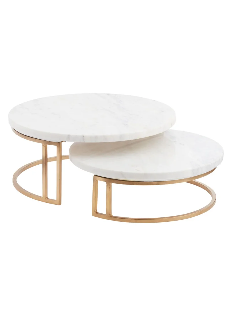 1Chase Round Marble Tray Stand Set Of 2 Pcs White
