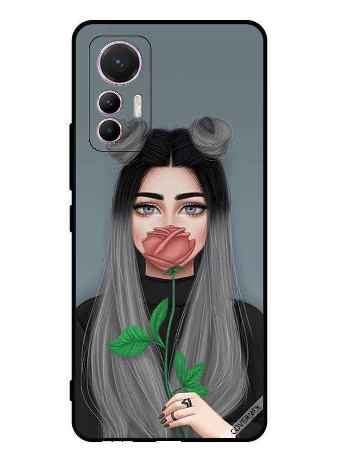 Covernex Protective Case Cover For Xiaomi 12 lite Cute Girl Hide Mouth On Rose - Image 1