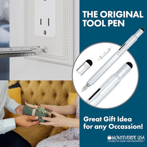 MONTEVERDE USA 9-in-1 Tool Fountain Pen in Silver – Medium Nib, Multifunctional Pen with Stylus, Screwdrivers, Level, and Ruler – Exclusive Collection, Ideal Gift for Professionals - Image 5