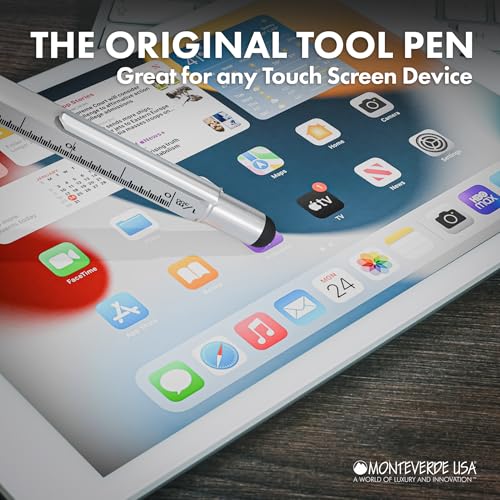 MONTEVERDE USA 9-in-1 Tool Fountain Pen in Silver – Medium Nib, Multifunctional Pen with Stylus, Screwdrivers, Level, and Ruler – Exclusive Collection, Ideal Gift for Professionals - Image 4