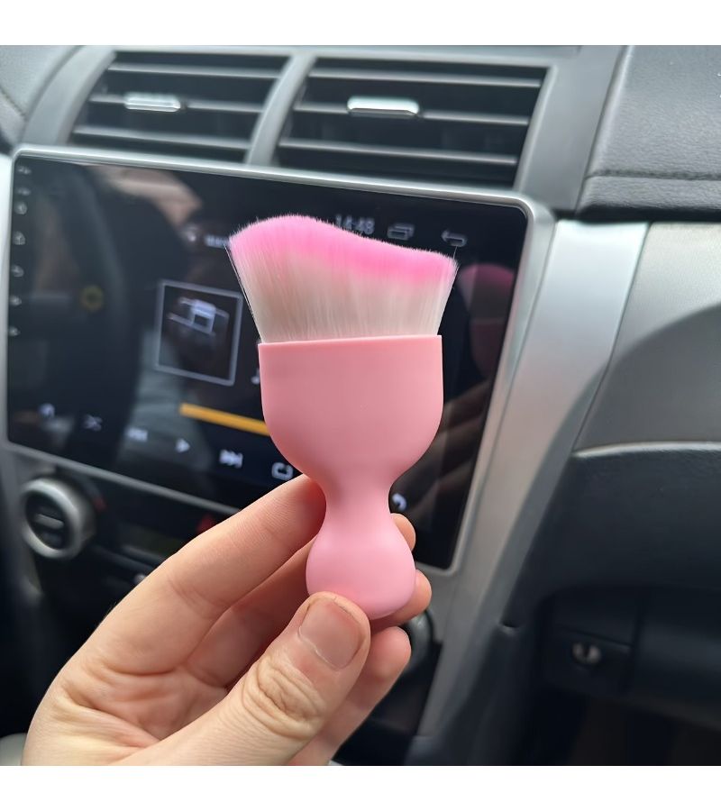 Pink Car Detailing Brush Ultra Soft White Bristles for Interior Cleaning and Air Vent Dust Removal Easy Clean Material - Image 3