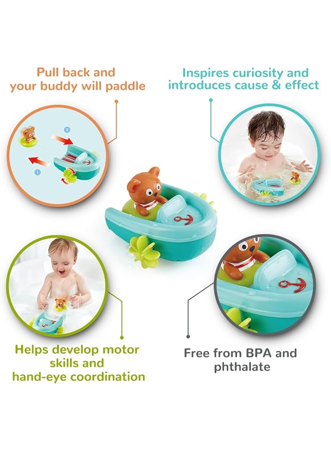 Hape Tubing Pull Back Boat Moving Bath Speedboat Toy For Toddlers 18 Months And Up - Image 3