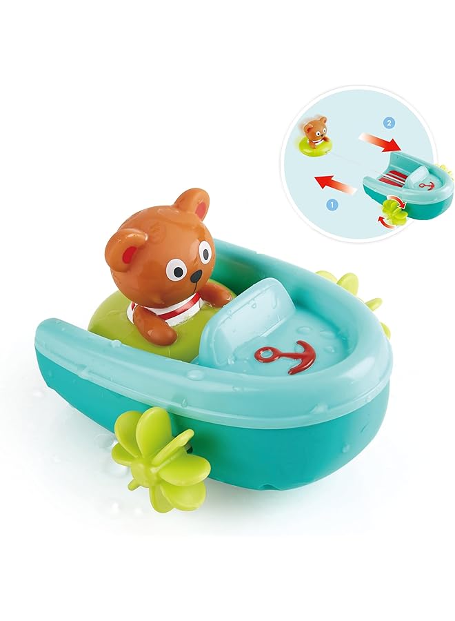 Hape Tubing Pull Back Boat Moving Bath Speedboat Toy For Toddlers 18 Months And Up - Image 1