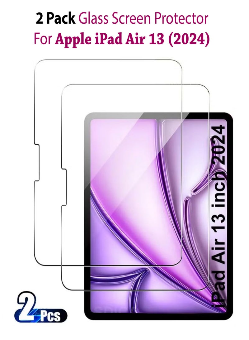 2 Pack iPad Air 13 2024 Premium Tempered Glass Screen Protector Full Glue for iPad Air 2024 13-Inch - Image 1