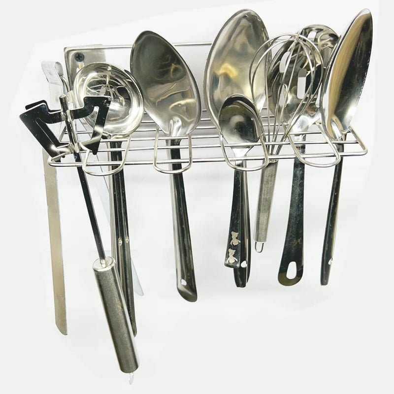JISUN Stainless Steel Wall Mounted Chakla Belan Stand Wall Mounted Ladle Stand Wall Mounted Ladle Hook Rail for Kitchen Silver Pack of 3  - Image 3
