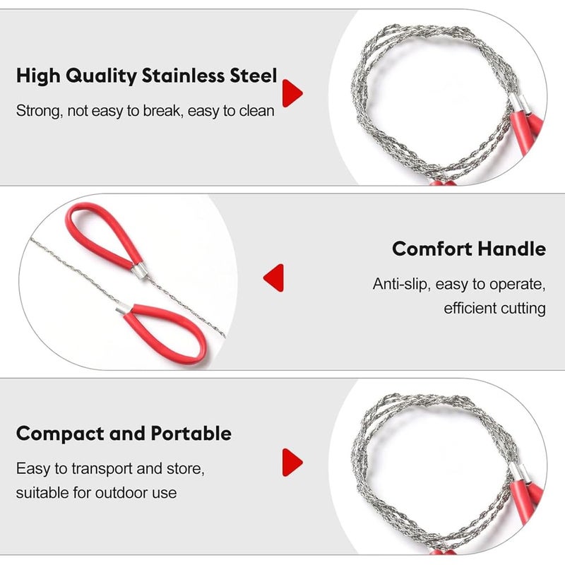 6Pcs Stainless Steel Wire Saw Set for Emergency Survival PVC Pipe Cutting - Image 3