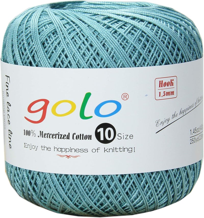Golo Cotton Crochet Thread Balls Size 10 Cotton Knitting Thread Yarn for Crochet Porcelain Blue 611 - Image 1