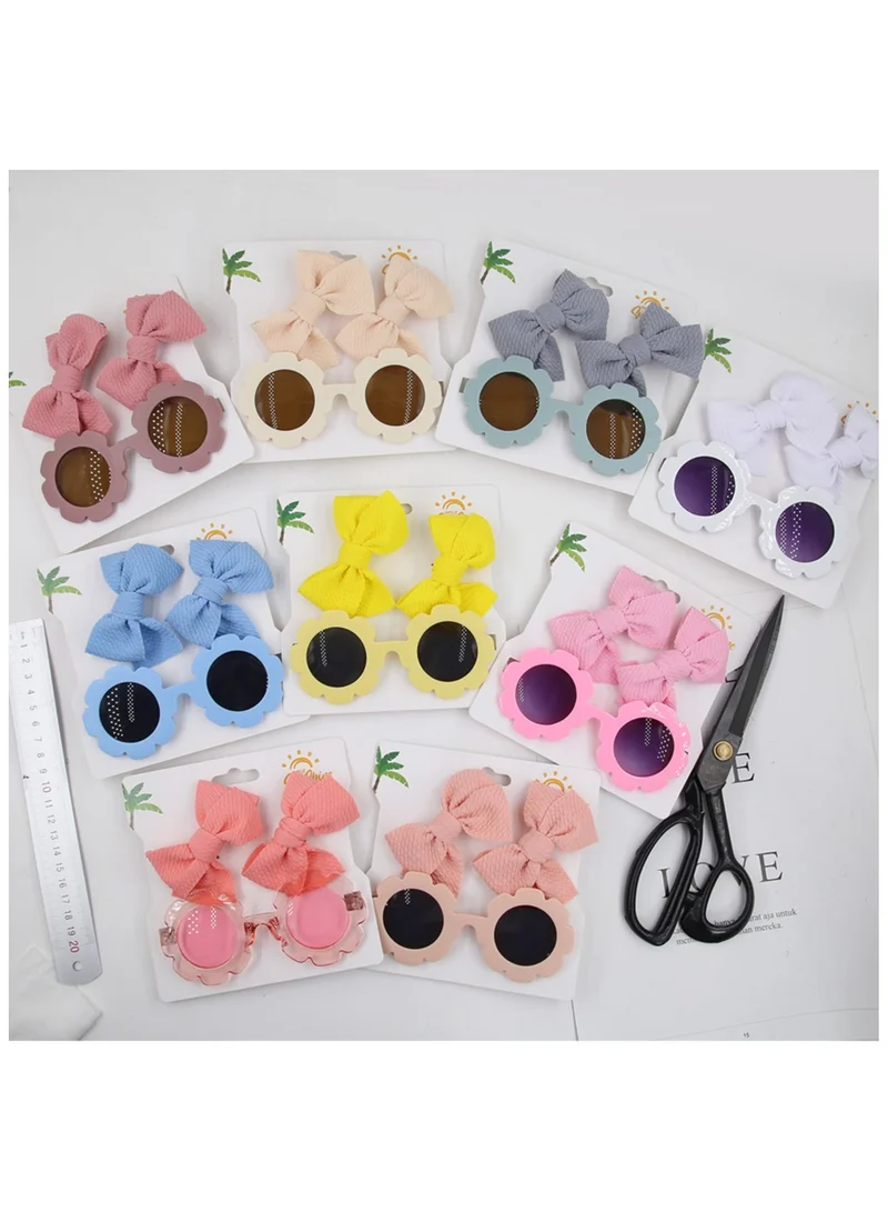 D'Daniela Dana Glasses and Bow Barrette Clip Set For Babies and Girls - White