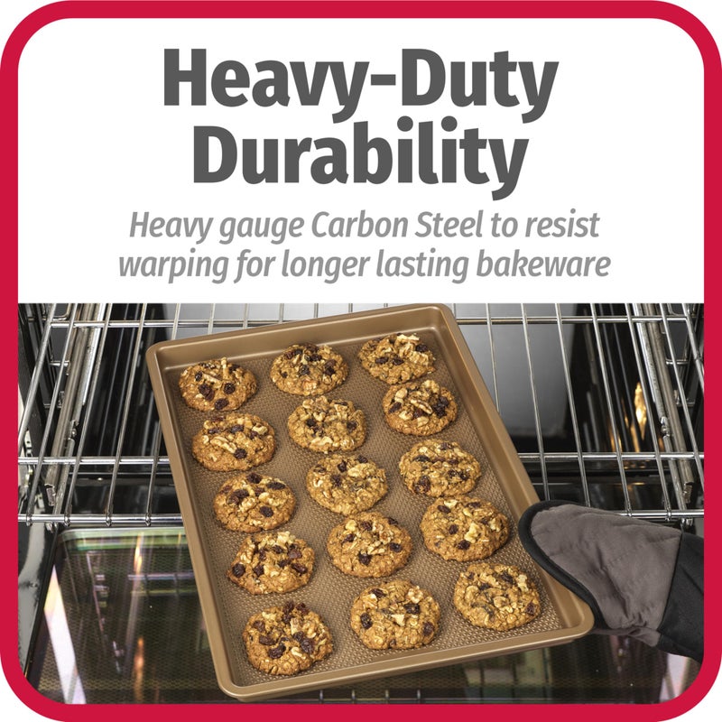 GoodCook BestBake Nonstick Textured Carbon Steel Cookie Sheet, 11" x 17", Large Baking Sheet, Even Heating, Scratch-Resistant, Non-Toxic, Durable, Ideal for Baking and Sheet Pan Dinners - Image 2
