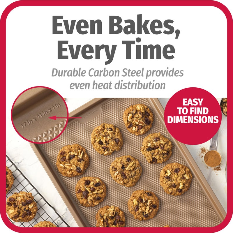 GoodCook BestBake Nonstick Textured Carbon Steel Cookie Sheet, 11" x 17", Large Baking Sheet, Even Heating, Scratch-Resistant, Non-Toxic, Durable, Ideal for Baking and Sheet Pan Dinners - Image 5