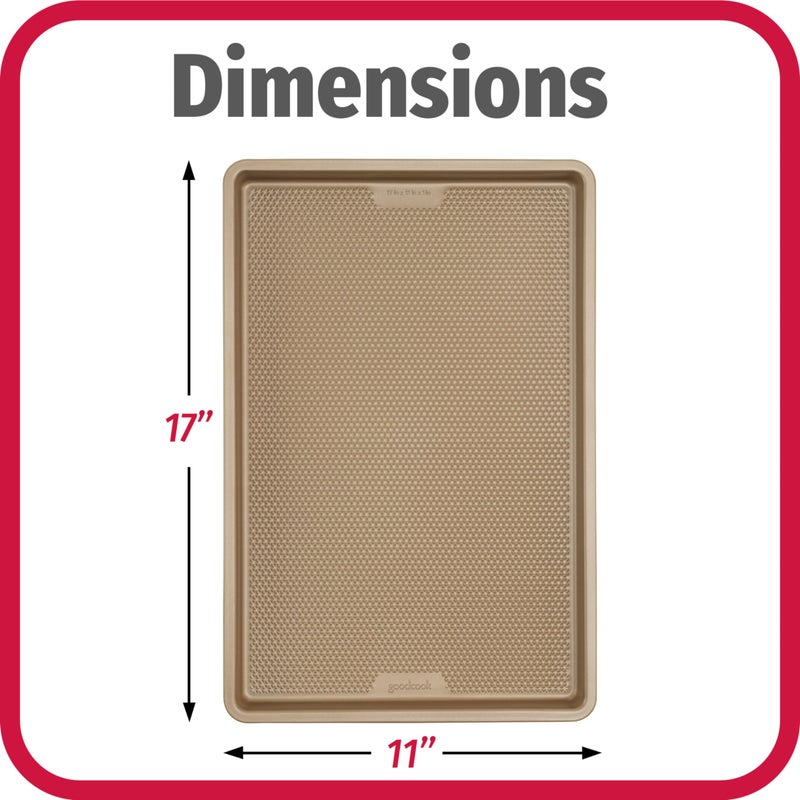 GoodCook BestBake Nonstick Textured Carbon Steel Cookie Sheet, 11" x 17", Large Baking Sheet, Even Heating, Scratch-Resistant, Non-Toxic, Durable, Ideal for Baking and Sheet Pan Dinners - Image 4