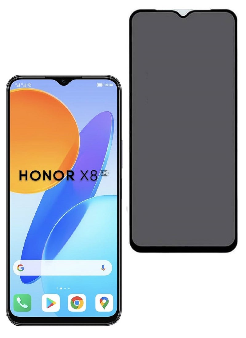 we3 Tempered Glass Screen Protector Anti-Spy Privacy Designed For Honor X8 5G Full Glue Edge to Edge Full Screen Coverage And Bubble Free  - Image 1