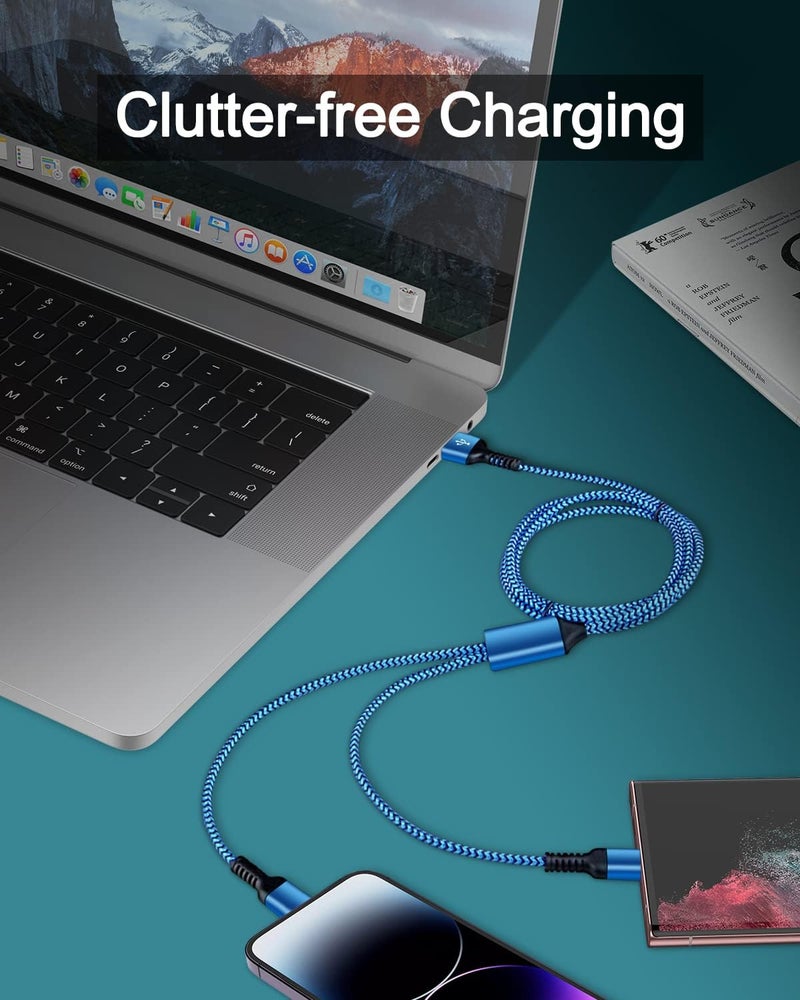 Haoano 3Pack-4FT Apple & Android USB to Lightning & USB-C 2-in-1 Fast Charger Cable for iPhone 17e 17 17Pro 16e 16 15 14 Pro Max Plus 13 12, Samsung Galaxy A17, Google Pixel 10, Multi USBC Lighting USB Cord - Image 4