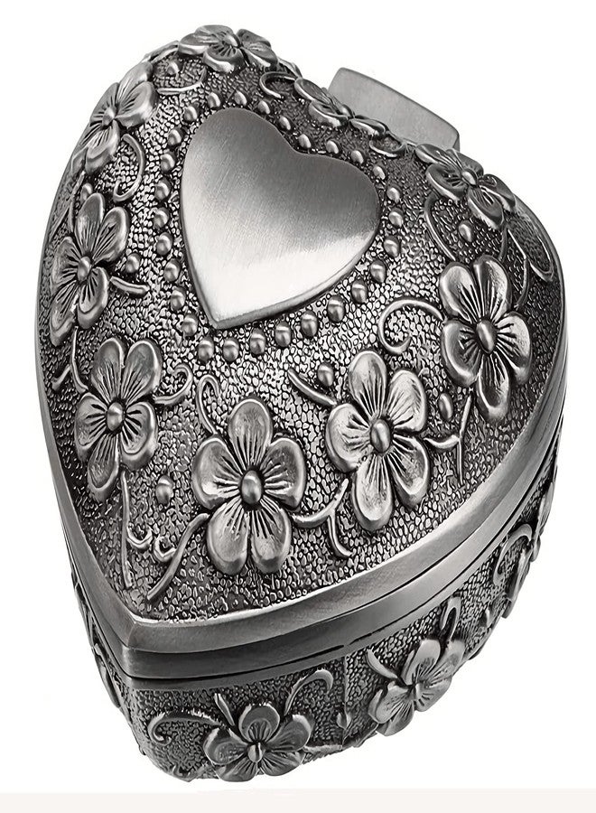 KNC Vintage Metal Heart Shape/Retro Classic Pirate Jewelry Box, Small Trinket Jewelry Storage Box for Rings Earrings Necklace Treasure Chest Organizer(Heart Shape box) - Image 1